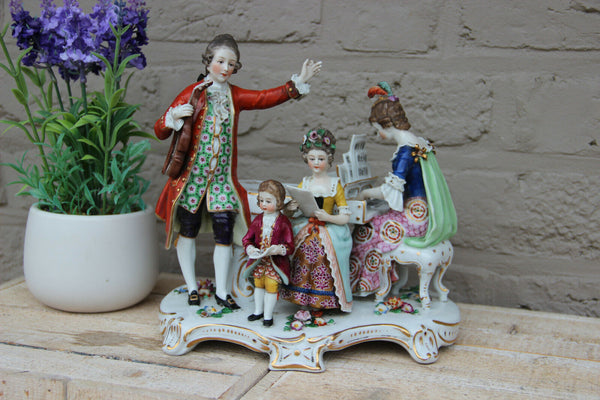 Antique German sax marked porcelain group musicians family
