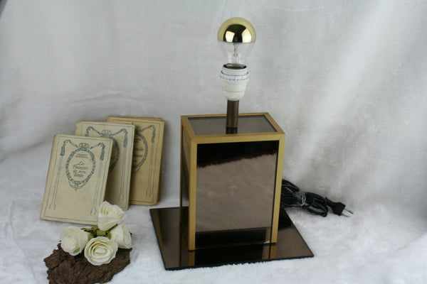 Mid century Glass mirror table lamp 1970 Hollywood regency