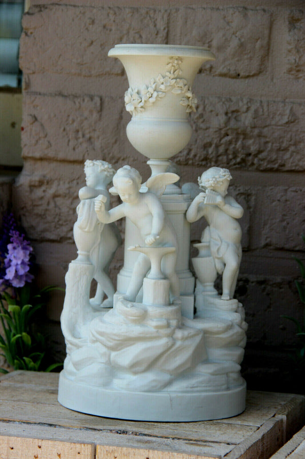 Antique Sevres bisque porcelain marked putti group statue romantic