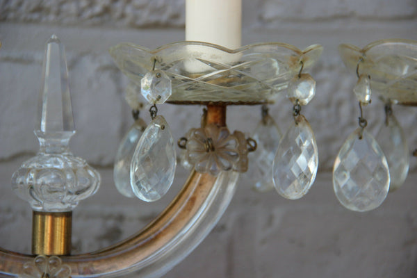 PAIR antique murano Girandole Crystal glass pendants drops lamps