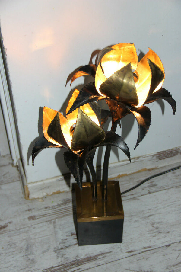 Rare Large Maison jansen palm tree leaf Table lamp mid Hollywood regency 1970s