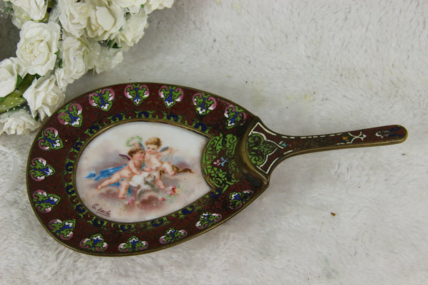 Vintage italian porcelain Centerpiece bowl with encrusted flowers and birds