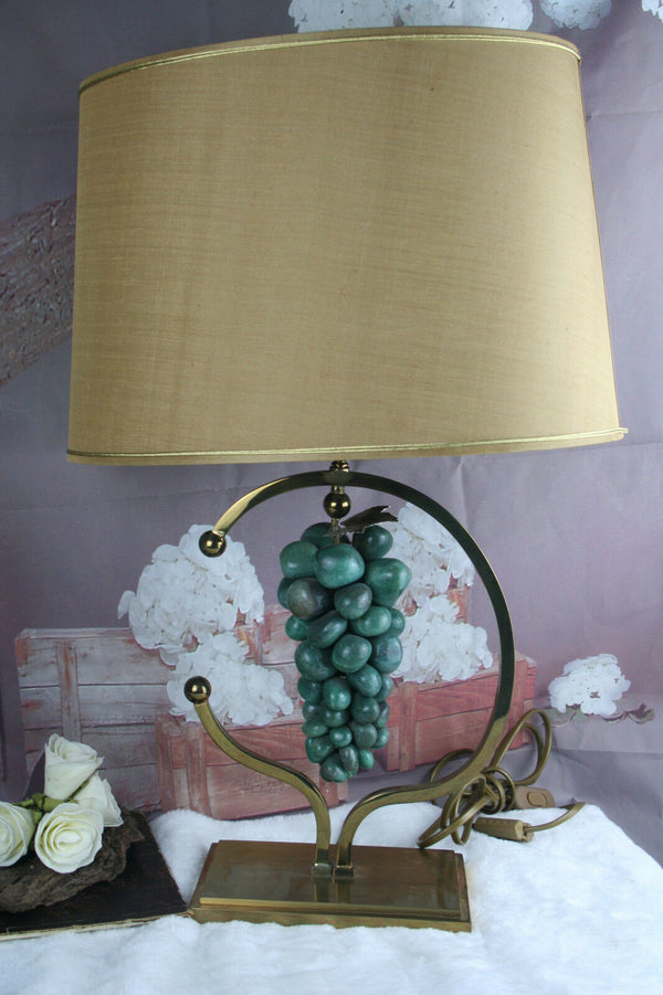 Mid-century 60's Amethyst stone grapes Table lamp daro Jansen era brass retro
