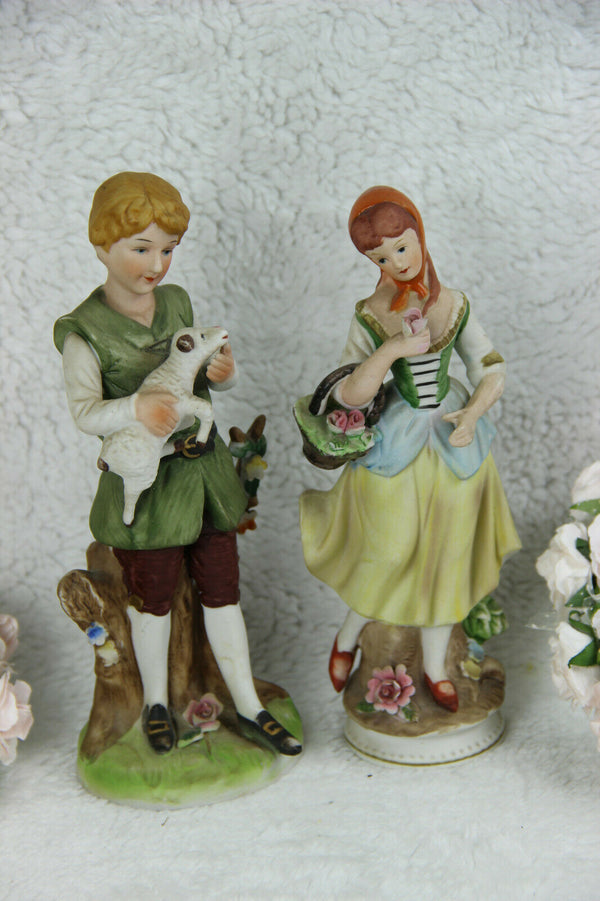 PAIR Bisque porcelain romantic couple figurines german sheep