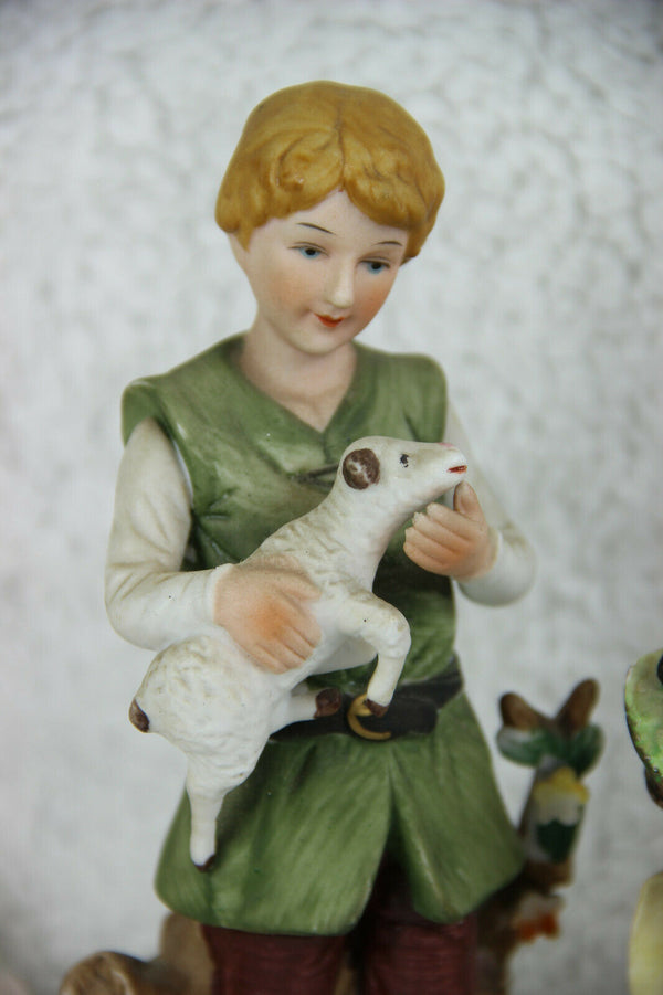 PAIR Bisque porcelain romantic couple figurines german sheep