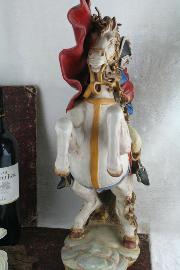 XL Huge Napoleon horse Terracotta polychrome Pattarino school statue sculpture