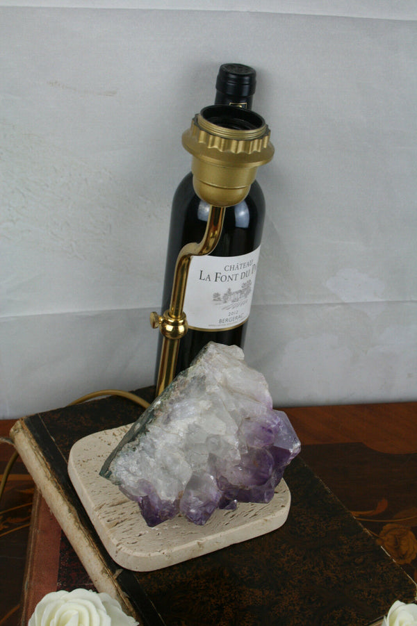 1960's Mid century Table lamp Mineral quartz  amythyst colour