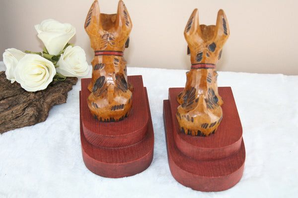 Rare Black Forest Egon Steimer 1920 marked Schnauzer german bookends  wood dog