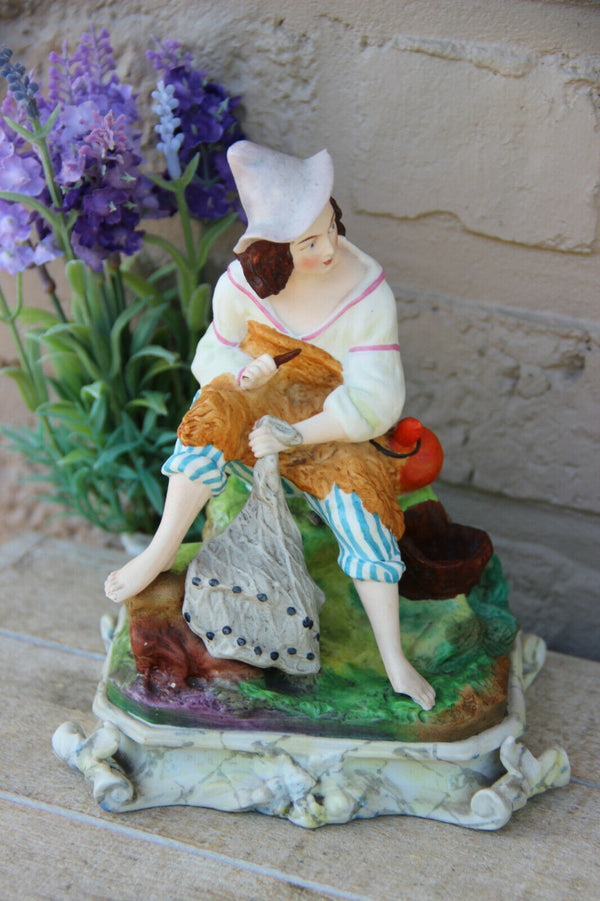 Antique French vieux paris porcelain figurine fisherman