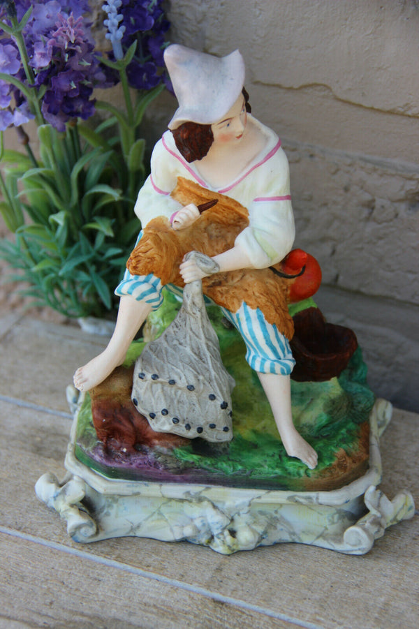 Antique French vieux paris porcelain figurine fisherman