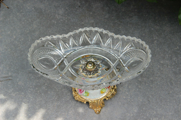 Italian capodimonte porcelain Crystal glass centerpiece bowl coupe