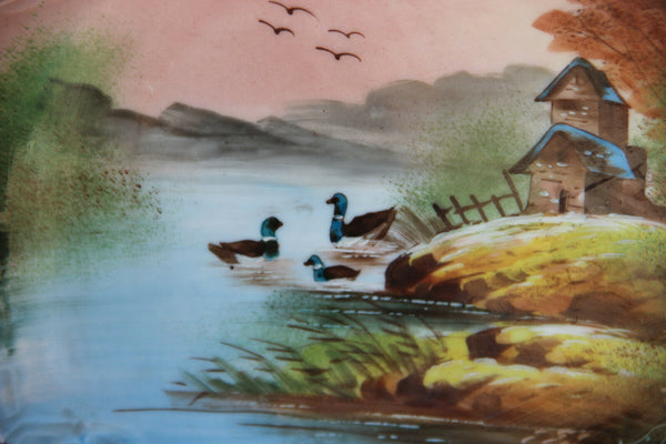 French porcelain plate landscape ducks