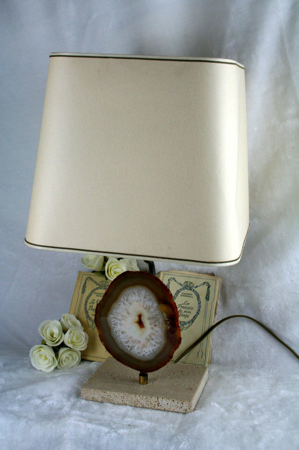 Modernist AGATE  travertine  Table lamp attr. Willy Daro mid-century  1970