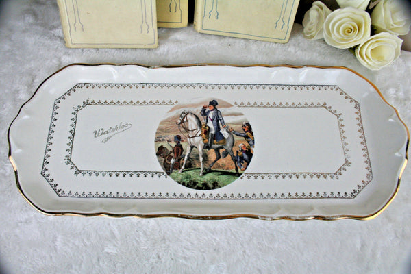 Old French marked porcelain bisque serving tray battle napoleon Waterloo decor