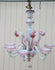 Gorgeous Venetian MURANO handblown pink glass Chandelier 6 arms 1970 Italy