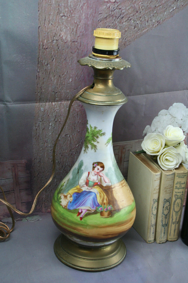 Gorgeous French Porcelain table lamp design 1920's hand painted