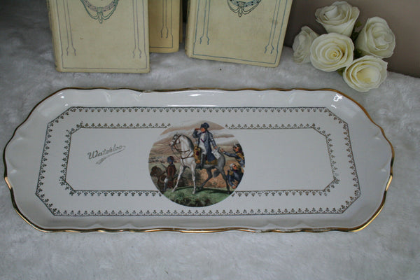 Old French marked porcelain bisque serving tray battle napoleon Waterloo decor