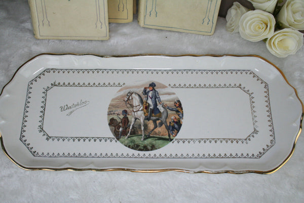 Old French marked porcelain bisque serving tray battle napoleon Waterloo decor