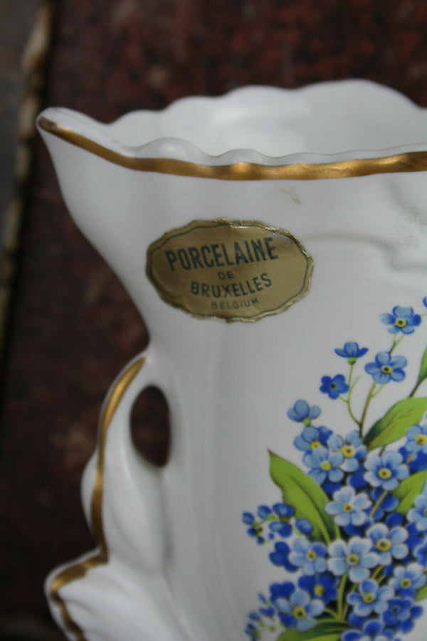 Vieux bruxelles porcelain cornet vase 1950 marked