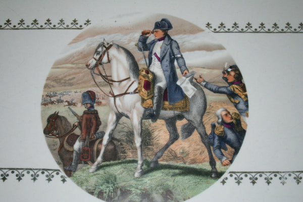 Old French marked porcelain bisque serving tray battle napoleon Waterloo decor