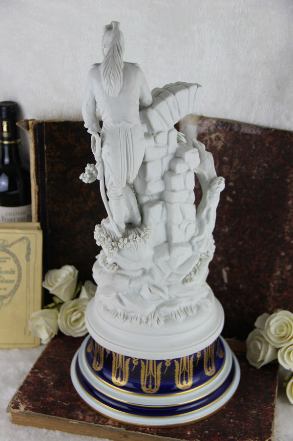 TOP XL capodimonte porcelain Bisque Statue group romantic marked italy 1920's