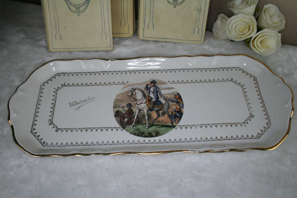 Old French marked porcelain bisque serving tray battle napoleon Waterloo decor