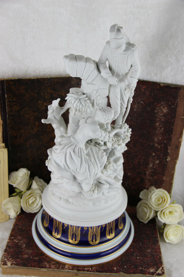 TOP XL capodimonte porcelain Bisque Statue group romantic marked italy 1920's