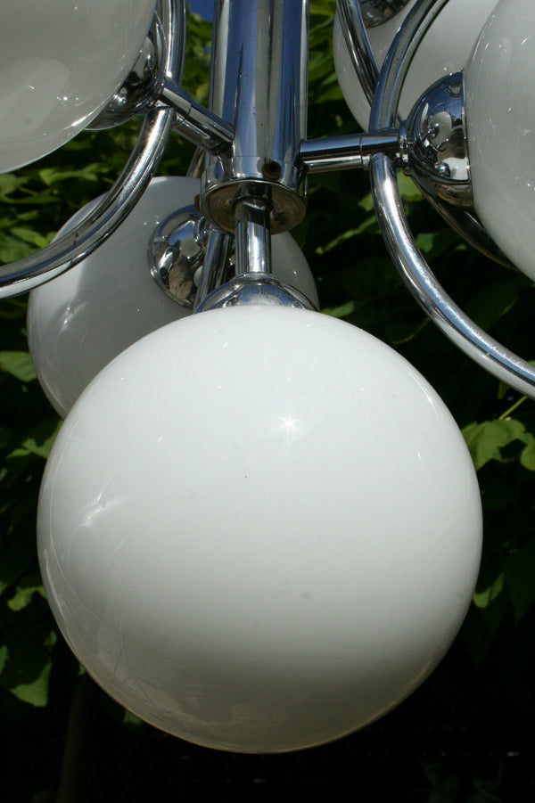 Mid-century Space age retro atomic sputnik 7 opaline glass globes chandelier 60'