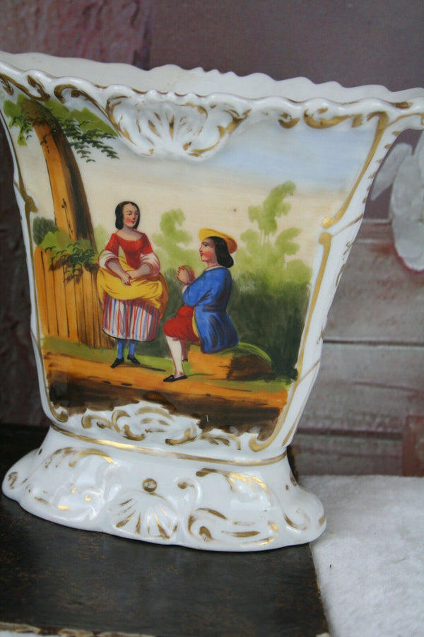 PAIR Exclusive Vieux old paris porcelain Vases figurines decor France 1900