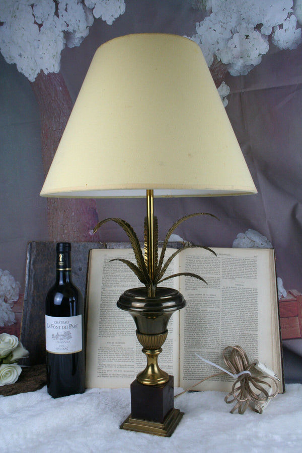 French Vintage 1960 Brass leaves table lamp mid-century vintage