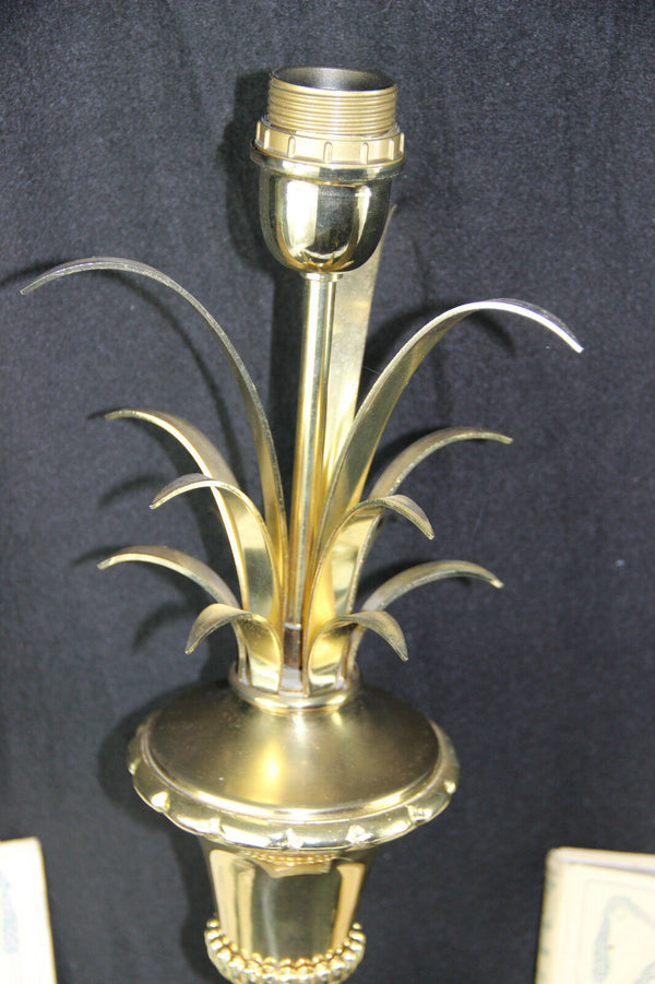 Mid century Pineapple brass leaves  table desk lamp attr. maison jansen 60's