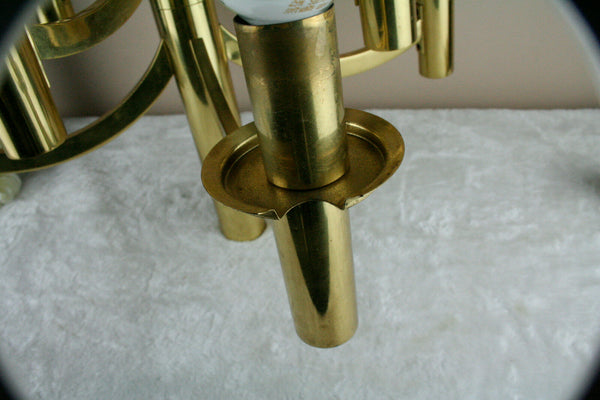 VTG Brass Sciolari Design Italian Retro space age chandelier 8 lamps gold colour