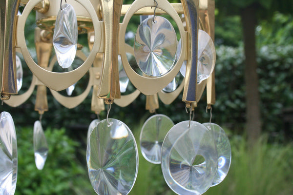 Sciolari OVALI collection  Brass Crystal chandelier 3 lights 1970's Italian