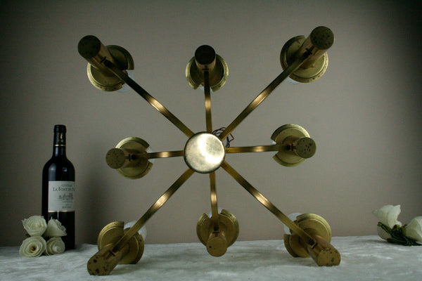 VTG Brass Sciolari Design Italian Retro space age chandelier 8 lamps gold colour