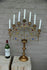 XL French religious church altar brass Candelabra Candle holder glass stones