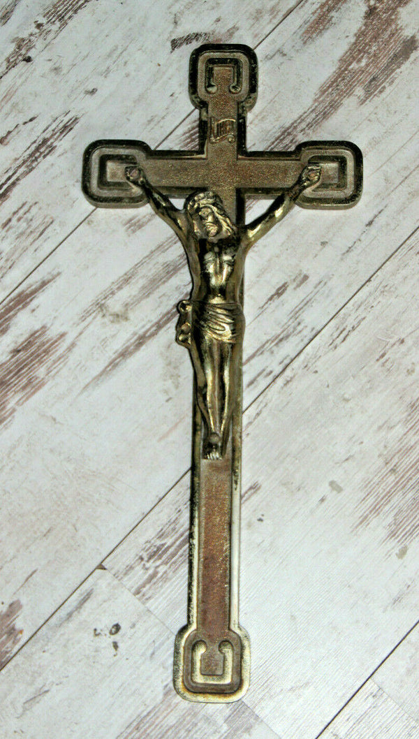 Antique French bronze art deco Wall crucifix cross Religious