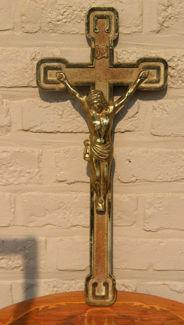 Antique French bronze art deco Wall crucifix cross Religious