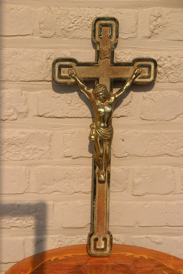 Antique French bronze art deco Wall crucifix cross Religious