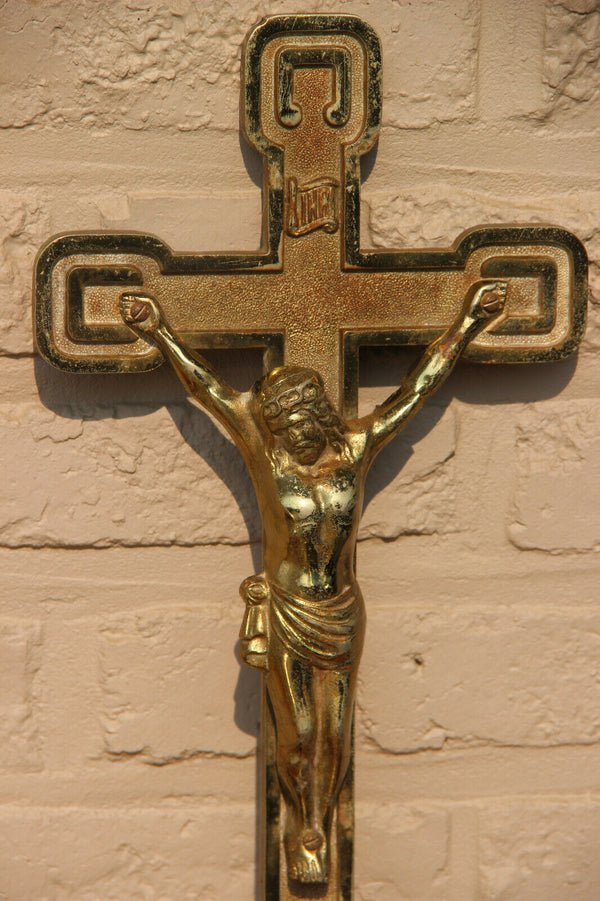 Antique French bronze art deco Wall crucifix cross Religious