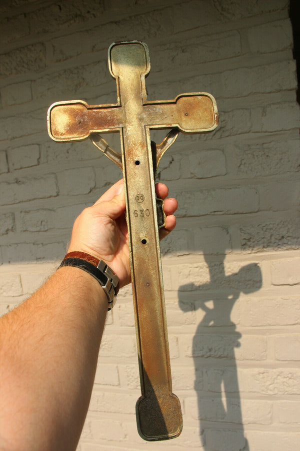 Antique French bronze art deco Wall crucifix cross Religious