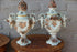 German Schierholz marked porcelain cherub angel lidded Vases majolica flowers