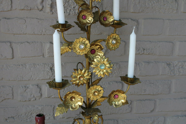 XXL antique church altar candelabra candle holder enamel dragon paws porcelain