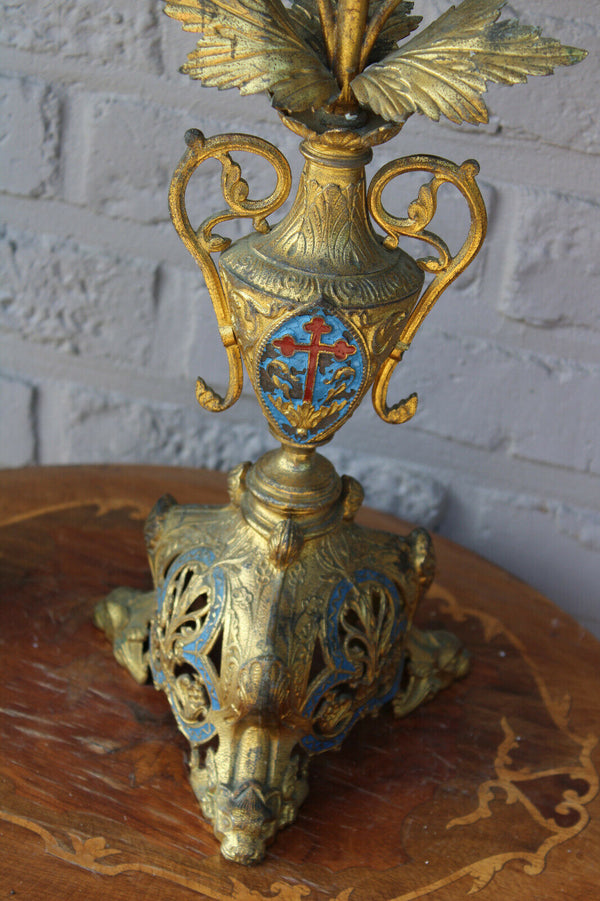 XXL antique church altar candelabra candle holder enamel dragon paws porcelain