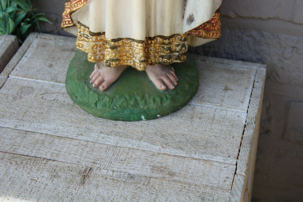 Antique French rare top religious figurine statue Jesus Prague chalkware