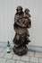 Antique 18thc 43" Wood carved putti cherubs church madonna statue figurine