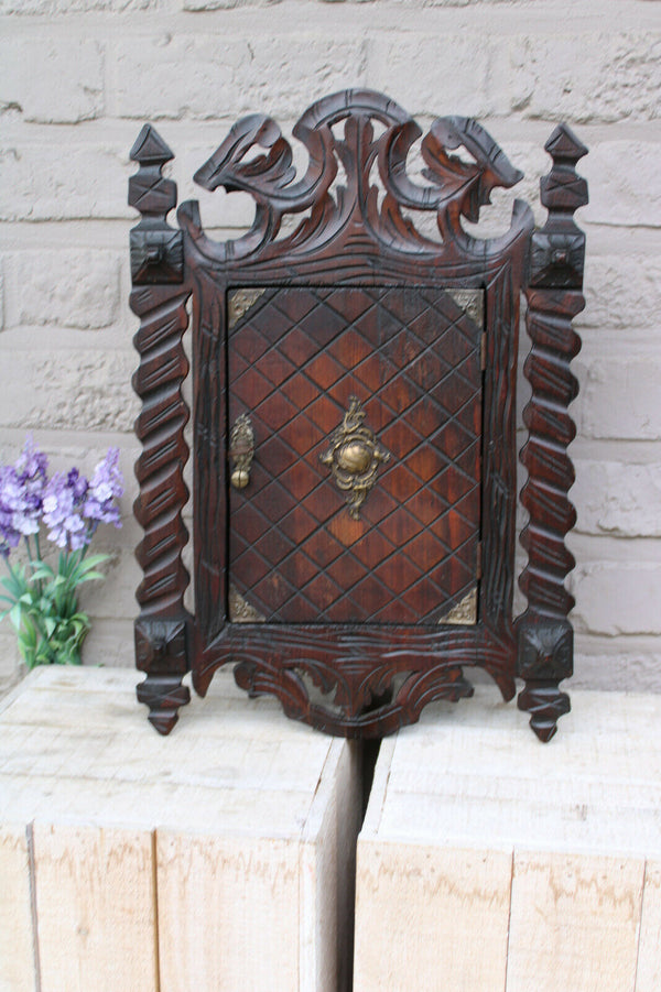 Antique french apothecary wall wood carved cabinet