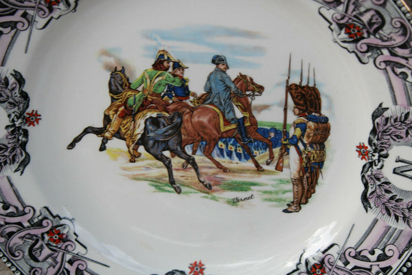 4 Napoleon army soldier battle Scene Porcelain BOCH marked plates