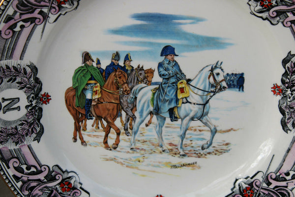 4 Napoleon army soldier battle Scene Porcelain BOCH marked plates