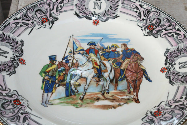 4 Napoleon army soldier battle Scene Porcelain BOCH marked plates