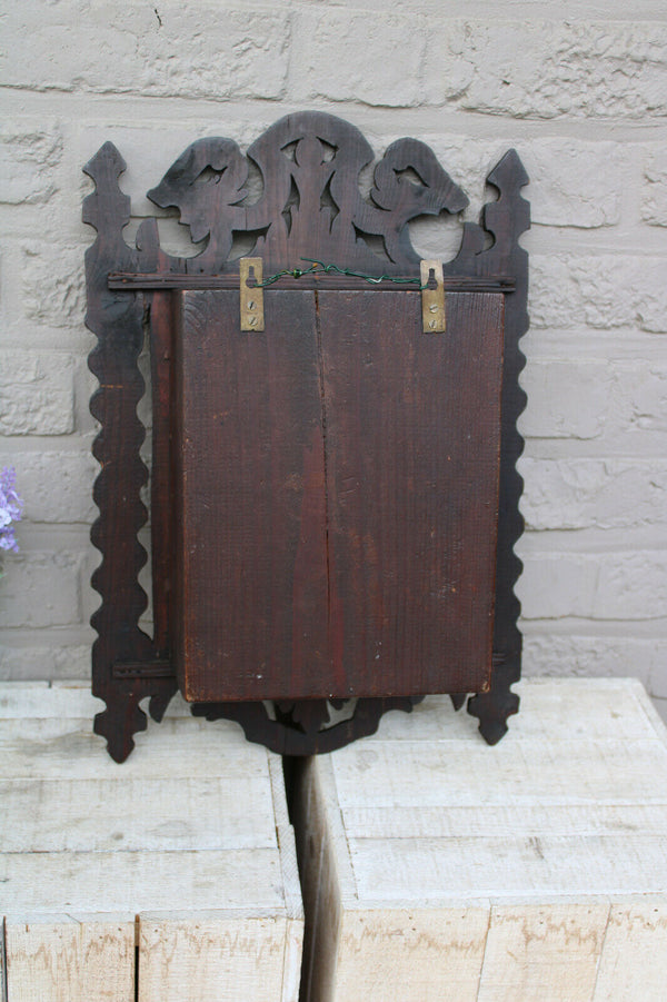 Antique french apothecary wall wood carved cabinet